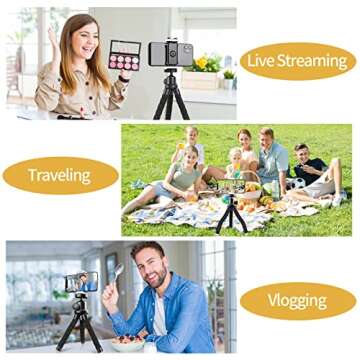 Sensyne Phone Tripod, Flexible Cell Phone Tripod with Phone Holder and Wireless Remote, Mini Travel Tripod Stand, Compatible with All Cell Phones, Cameras