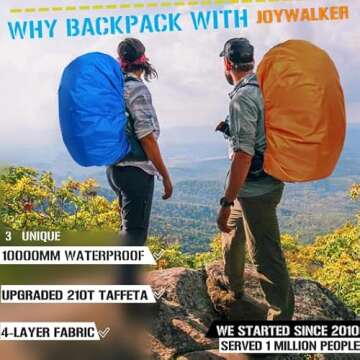 Joy Walker Backpack Rain Cover Waterproof Breathable Suitable for (15-30L, 30-40L, 40-50L, 50-70L, 7...