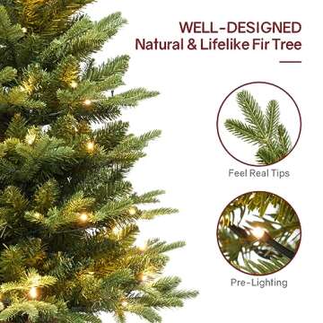 Somikis 3ft Pre-Lit Premium Artificial Mini Christmas Tree with 85 LED Lights and Realistic Nordic Spruce, Solid Cement Burlap Base Basin, for Xmas Home, Office, Tabletop, Party Decoration