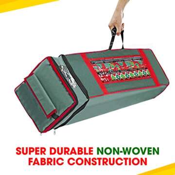 ProPik Christmas Wrapping Paper Storage Organizer Bag with Pocket and Handles Including Hanging Loop Heavy Duty Material with Clear Window 47 x 10 x 10 Inch Fits 40" Long Rolls (Green, 1 Count)