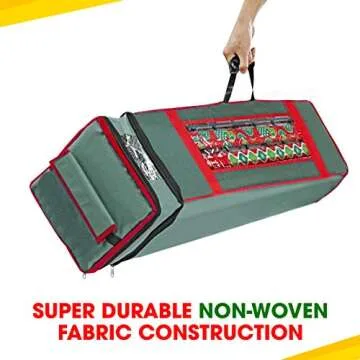 ProPik Christmas Wrapping Paper Storage Organizer Bag with Pocket and Handles Including Hanging Loop Heavy Duty Material with Clear Window 47 x 10 x 10 Inch Fits 40" Long Rolls (Green, 1 Count)