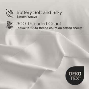 DOZ Sheet Set, 100% Viscose derived from Bamboo, Organically Grown, Buttery Soft, Cooling Sheets, High GSM, Deep Pockets - 3 Piece - 2 Pillowcases 1 Fitted Sheet (Ivory, King)