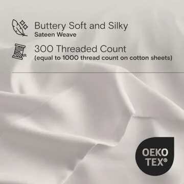 DOZ Sheet Set, 100% Viscose derived from Bamboo, Organically Grown, Buttery Soft, Cooling Sheets, High GSM, Deep Pockets - 3 Piece - 2 Pillowcases 1 Fitted Sheet (Ivory, King)
