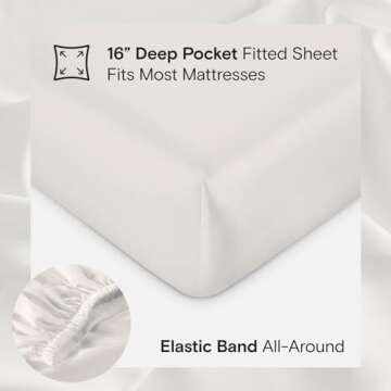 DOZ Sheet Set, 100% Viscose derived from Bamboo, Organically Grown, Buttery Soft, Cooling Sheets, High GSM, Deep Pockets - 3 Piece - 2 Pillowcases 1 Fitted Sheet (Ivory, King)