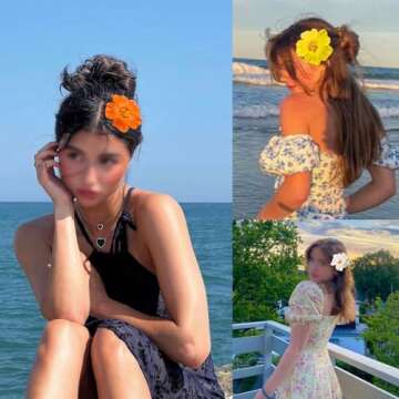 Hawaiian Flower Hair Clips for Summer Fun - 6 Pack