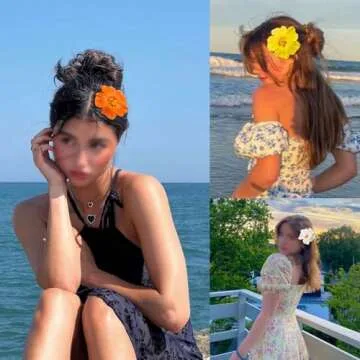 Hawaiian Flower Hair Clips for Summer Fun - 6 Pack