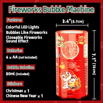 RGB LED Fireworks Bubble Machine for Kids and Parties