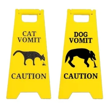 Humorous Cat Vomit Sign - Perfect for Cat Lovers