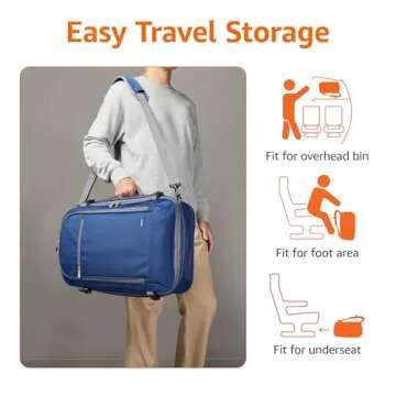 Amazon Basics Travel Backpack Carry On Flight Approved, Lightweight, Expandable, Dual Use as Backpack or Shoulder Bag, Navy.