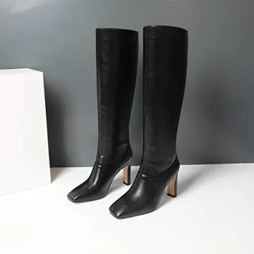 Stylish LEHOOR Women Knee High Chunky Heels for All Occasions