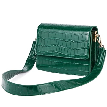 Telena Women's Crocodile Green Faux Leather Sling Handbag - Stylish & Functional