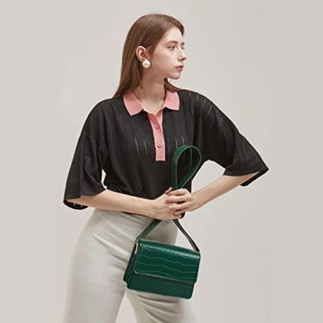 Telena Women's Crocodile Green Faux Leather Handbag