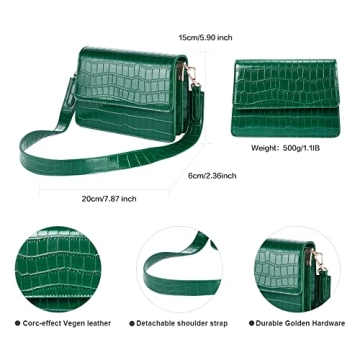 Telena Women's Crocodile Green Faux Leather Handbag