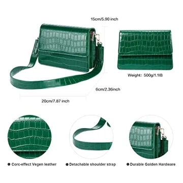 Telena Women's Crocodile Green Faux Leather Handbag