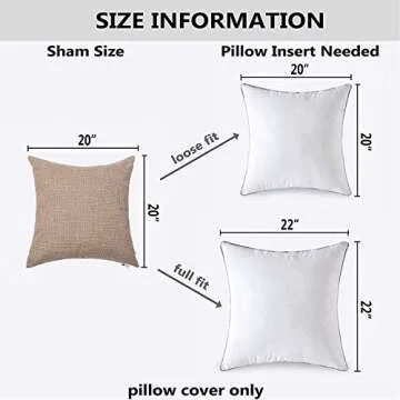 Kevin Textile Set of 2 Decorative Lined Linen Square Throw Pillow Cases Protectors Cushion Covers for Sofa, Natural Linen, 20"x20"