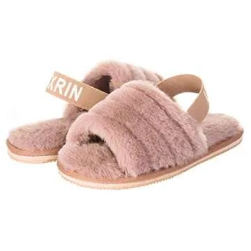 UBXRIN Womens Fuzzy Fluffy House Slippers Slide Furry Fur Sandals with Strap Soft Plush Open Toe Indoor Outdoor