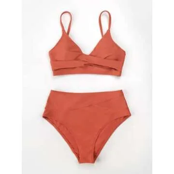 CUPSHE Women's High Waisted Twist Bikini Set Swimwear