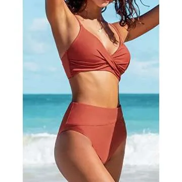 CUPSHE Women's High Waisted Twist Bikini Set Swimwear