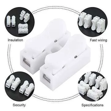 100pcs Spring Wire Connectors, 10A 220V 2 Pin Push Quick Wire Cable Connector White Wiring Terminal