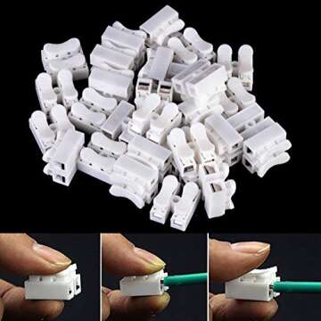 100pcs Spring Wire Connectors, 10A 220V 2 Pin Push Quick Wire Cable Connector White Wiring Terminal