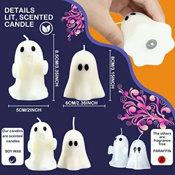 Minatee 4 Large Halloween Ghost Scented Candles