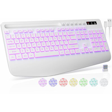 Ergonomic Wireless Keyboard with 7 Backlights for All Devices