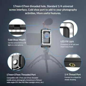 APEXEL 17mm+37mm LED Phone Adapter for Creative Photography