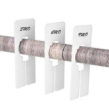 Blulu 50 Pack Clothing Rack Size Dividers White Wardrobe Rectangular Hangers Label Closet Dividers w...