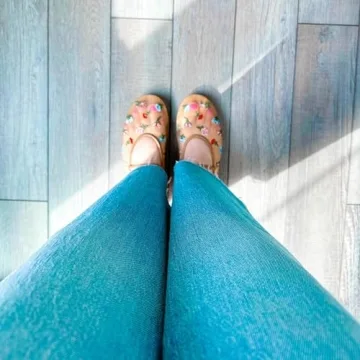 Stylish Nude Mesh Ballet Flats Women Floral Embroidered Shoes