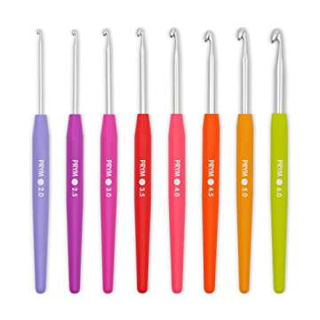 Prym Soft Grip Aluminum, 2-6mm Crochet Hook Set, Multicolor 8 Count