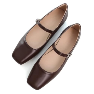 TN TANGNEST Women's Retro Mary Jane Leather Flats - Comfort & Style