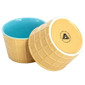 Elsjoy 6 Ceramic Ice Cream Cups - Fun & Durable Dessert Bowls