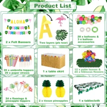 Tropical Luau Party Decoration Pack with 135 pcs for Celebrations