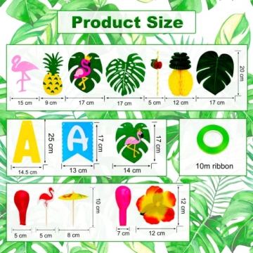 Tropical Luau Party Decoration Pack with 135 pcs for Celebrations