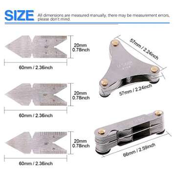 Glarks 5Pcs Stainless Steel Thread Pitch Cutting Gauge Tool Set - Precision Measurement Kit