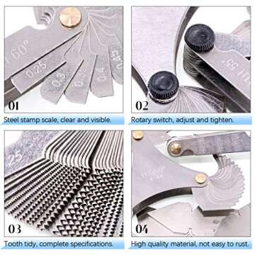 Glarks Thread Pitch Gauge Tool Set for Accurate Measurements