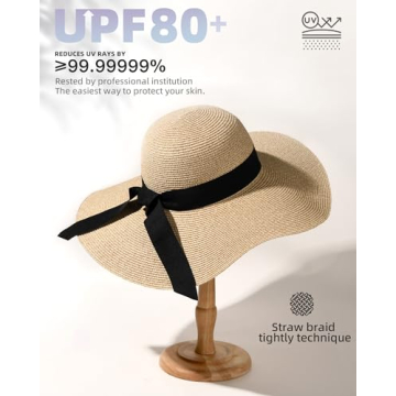 Stylish FURTALK Womens Sun Straw Hat UPF 80 Protection
