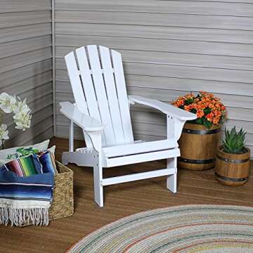 Sunnydaze Coastal Bliss Outdoor Painted Adirondack Chair - Natural Fir Wood Construction - Patio, De...