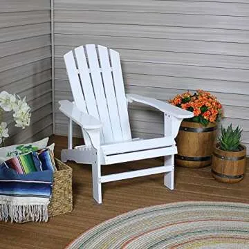 Sunnydaze Coastal Bliss Outdoor Painted Adirondack Chair - Natural Fir Wood Construction - Patio, De...