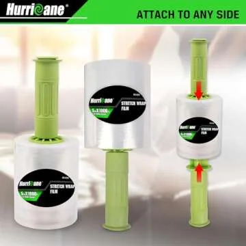 HURRICANE Stretch Wrap Film with Plastic Handle, 2 Pack Mini Clear Stretch Wrap Film Roll, 80-Gauge 5 Inch 1000 Ft, Clear Shrink Wrap Roll Stretch Plastic Wrap Roll, for Packing, Moving, Storage