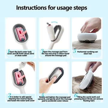 Grooming Slicker Brush with Water Tank for Pets - Pink