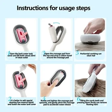 Grooming Slicker Brush with Water Tank for Pets - Pink