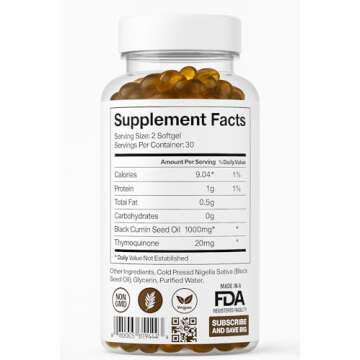 ORGANICS NATURE Black Seed Oil Capsules - 1000MG Vegan Softgels for Health