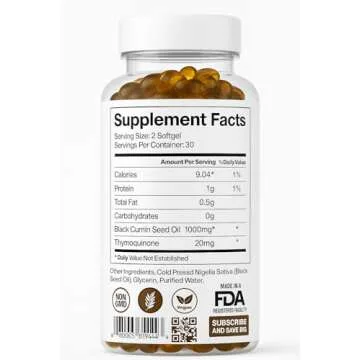 ORGANICS NATURE Black Seed Oil Capsules - 1000MG Vegan Softgels for Health
