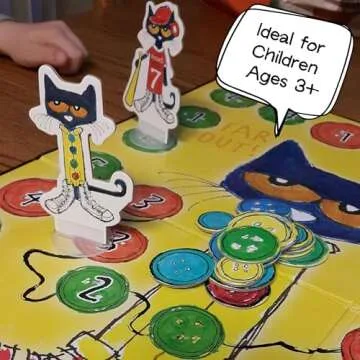 Pete the Cat Groovy Buttons Game from Briarpatch, Collect Buttons and Fill Your Jar, For Ages 3 and Up and 2 to 4 Players