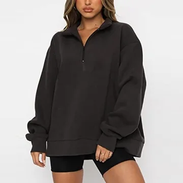 SAFRISIOR Women’s Oversized Half Zip Sweatshirt - Fashionable & Comfortable