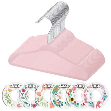 Minnebaby Velvet Baby Hangers - Non-Slip Organizer with 6 Dividers for Toddler Clothes
