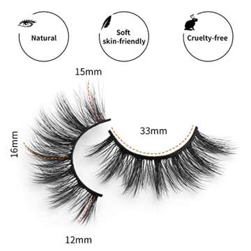DYSILK Fake Eyelashes Natural Lash - Mink Lashes 5 Pairs 6D Wispy Lash Pack - Eye Lashes Strip Eyelash Extension Kit Reusable False Lashes Natural Look | 002-16mm