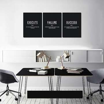 Motivational Success Quotes Canvas Art - 3 Panel Set