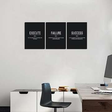 Motivational Success Quotes Canvas Art - 3 Panel Set